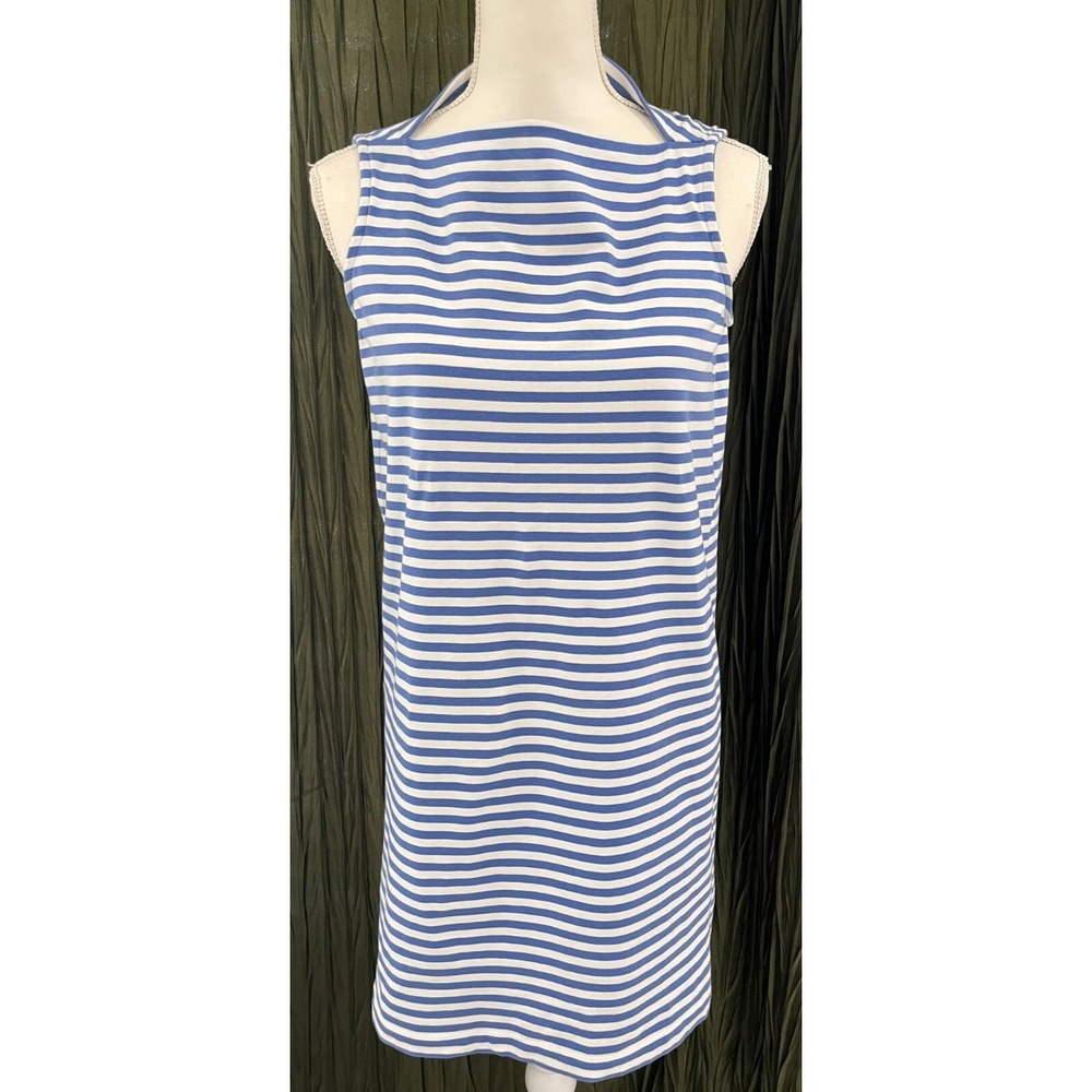 Kate Spade Broome Street‎ Blue White Striped Sleeveless Shift Dress XS Cotton